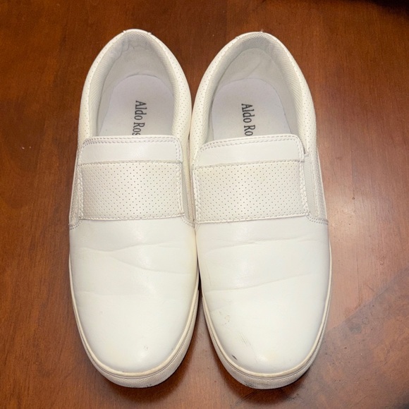 Aldo White Leather Slip-On Shoes - Picture 1 of 7